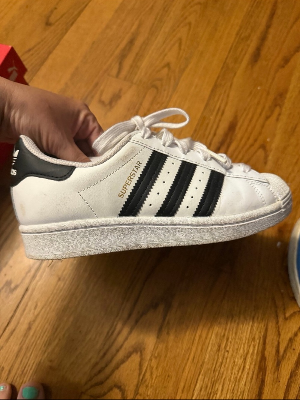 adidas Kids Superstar Sneakers - White with Black Stripes